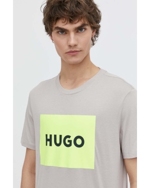 HUGO t-shirt bawełniany męski kolor szary z nadrukiem 50467952