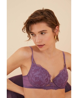women'secret biustonosz SENSE 2 kolor fioletowy koronkowy gładki 7916321.320.322