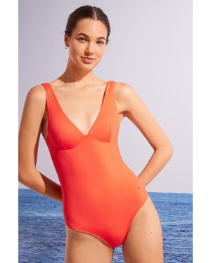 women'secret jednoczęściowy strój kąpielowy PERFECT FIT SUMMER kolor czerwony lekko usztywniona miseczka