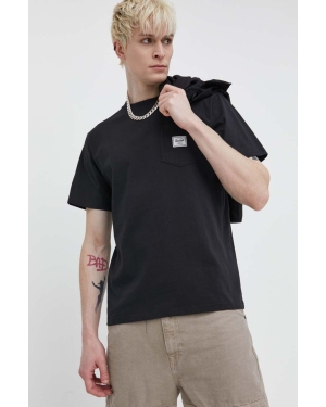 Herschel t-shirt bawełniany męski kolor czarny gładki