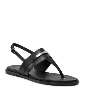 Calvin Klein Sandały Flat Tp Sandal Metal Bar Lth HW0HW02031 Czarny