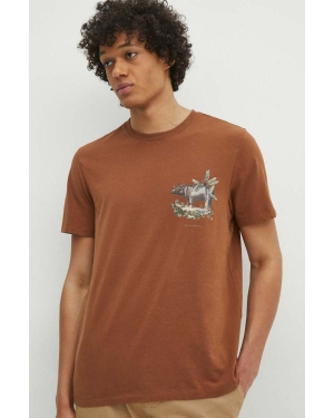 Medicine t-shirt bawełniany męski kolor brązowy z nadrukiem
