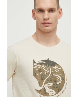 Fjallraven t-shirt bawełniany Arctic Fox T-shirt męski kolor beżowy z nadrukiem F87220