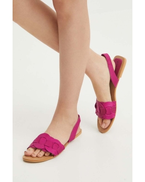 Medicine sandały skórzane damskie kolor różowy