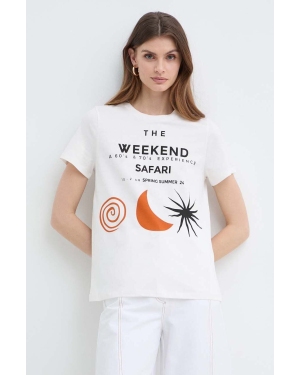 Weekend Max Mara t-shirt bawełniany damski kolor beżowy