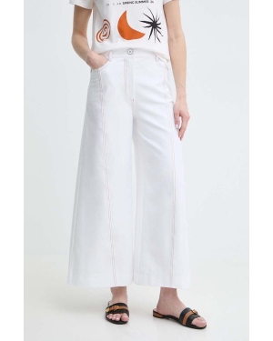Max Mara Leisure spodnie damskie kolor biały szerokie high waist 2416781018600