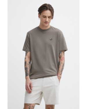 Hollister Co. t-shirt męski kolor brązowy z aplikacją