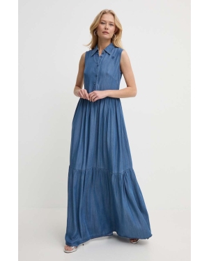 Silvian Heach sukienka kolor niebieski maxi rozkloszowana