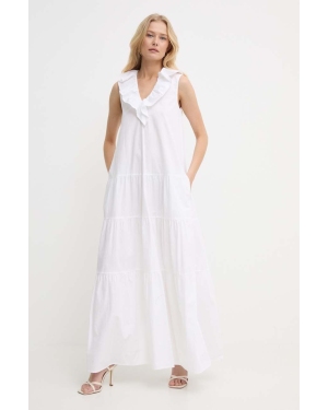 Silvian Heach sukienka bawełniana kolor biały maxi rozkloszowana