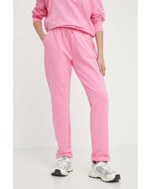 Liu Jo spodnie damskie kolor różowy proste high waist
