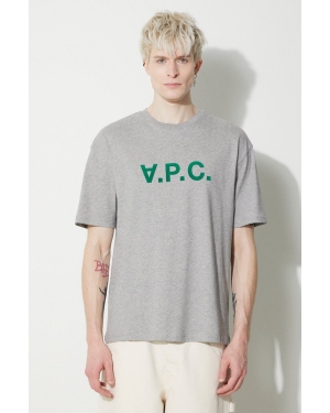 A.P.C. t-shirt bawełniany T-Shirt River męski kolor szary z nadrukiem COFDW.H26324.PLB