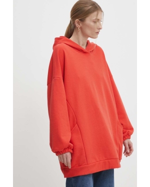 Answear Lab bluza damska kolor czerwony z kapturem melanżowa