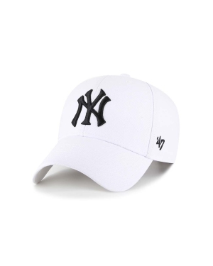 47brand czapka z daszkiem z domieszką wełny MLB New York Yankees kolor biały z aplikacją B-MVPSP17WBP-WHM