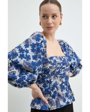 Weekend Max Mara bluzka bawełniana damska kolor niebieski wzorzysta 2415161042600