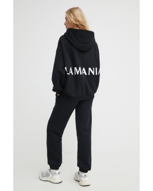 La Mania bluza damska kolor czarny z kapturem z nadrukiem ATHA.2