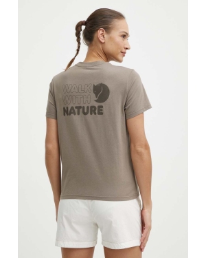 Fjallraven t-shirt Walk With Nature damski kolor brązowy F14600171