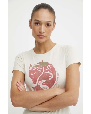 Fjallraven t-shirt bawełniany Arctic Fox T-shirt damski kolor beżowy F89849