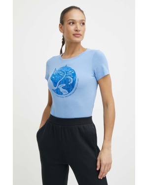 Fjallraven t-shirt bawełniany Arctic Fox T-shirt damski kolor niebieski F89849