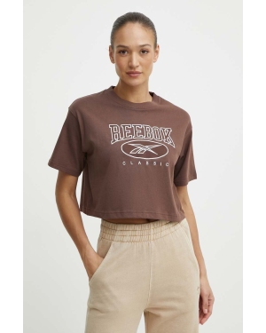 Reebok Classic t-shirt bawełniany Archive Essentials damski kolor brązowy 100075642