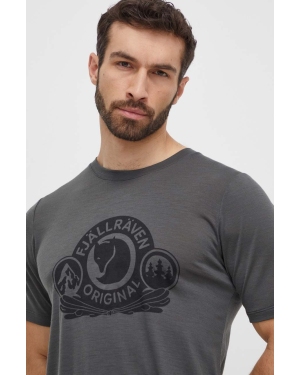 Fjallraven t-shirt wełniany Abisko Wool Classic kolor szary z nadrukiem F84117