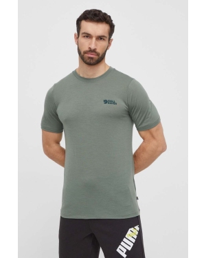 Fjallraven t-shirt wełniany Abisko Wool Logo kolor zielony gładki F86977