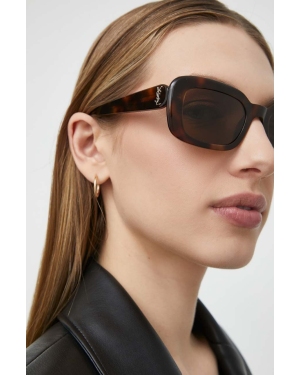Saint Laurent okulary przeciwsłoneczne damskie kolor brązowy