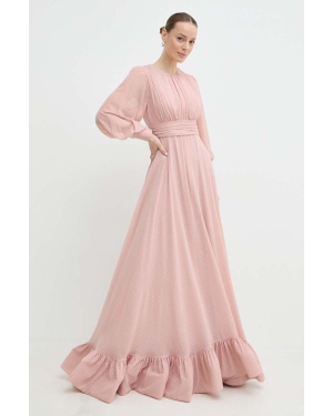 Nissa sukienka kolor różowy maxi rozkloszowana RS14870