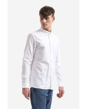 A.P.C. koszula bawełniana Chemise Greg męska kolor biały regular z kołnierzykiem klasycznym COECK.H12499-WHITE