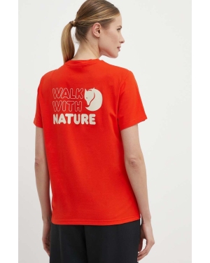 Fjallraven t-shirt Walk With Nature damski kolor pomarańczowy F14600171