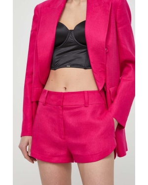 Luisa Spagnoli szorty lniane AUSILIO kolor różowy gładkie medium waist 541135