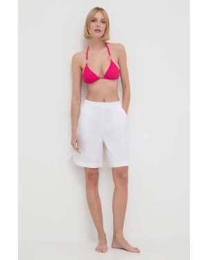 Max Mara Beachwear szorty plażowe damskie kolor biały gładkie high waist 2416141019600