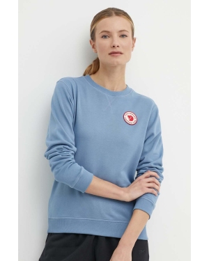 Fjallraven bluza bawełniana 1960 Logo Badge Sweater damska kolor niebieski z aplikacją F87230