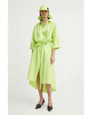 MMC STUDIO sukienka bawełniana kolor zielony midi rozkloszowana FELIA.DRESS