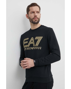 EA7 Emporio Armani bluza bawełniana męska kolor czarny z nadrukiem