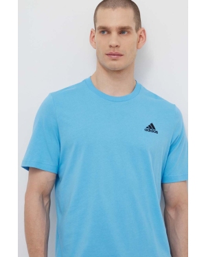 adidas t-shirt bawełniany męski kolor niebieski gładki IS1317