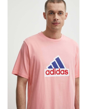 adidas t-shirt bawełniany męski kolor różowy z nadrukiem IS8342