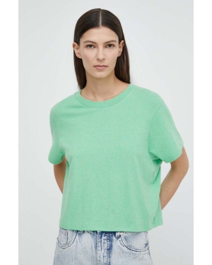 American Vintage t-shirt T-SHIRT MC COL ROND US damski kolor zielony YPA02GE24