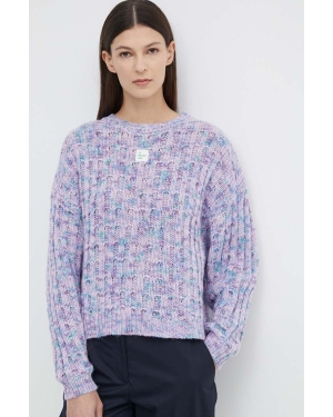 American Vintage sweter wełniany PULL ML COL ROND damski kolor fioletowy ciepły POY18AE24