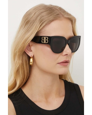Balenciaga okulary przeciwsłoneczne damskie kolor czarny BB0323SK