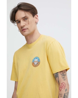 Billabong t-shirt bawełniany męski kolor żółty z nadrukiem ABYZT02233