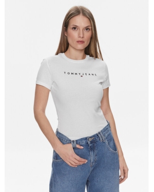Tommy Jeans T-Shirt Linear DW0DW17361 Biały Slim Fit