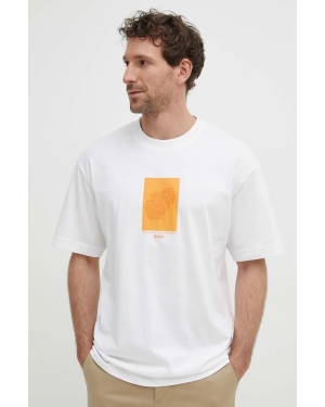 BOSS t-shirt bawełniany męski kolor biały z nadrukiem 50512118