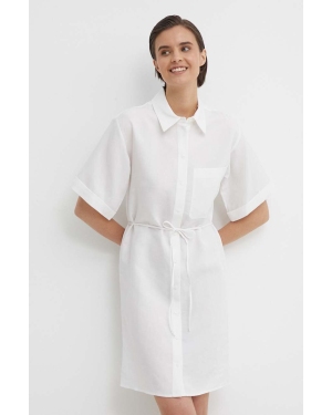Calvin Klein sukienka z domieszką lnu kolor biały mini oversize K20K206697