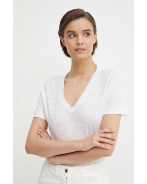 Calvin Klein t-shirt lniany kolor biały K20K207261