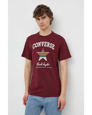 Converse t-shirt bawełniany kolor bordowy z nadrukiem