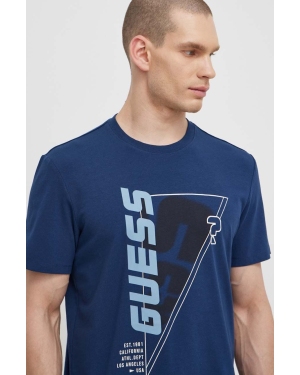 Guess t-shirt EWAN męski kolor granatowy z nadrukiem Z4GI10 J1314
