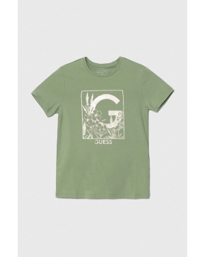 Guess t-shirt dziecięcy kolor zielony
