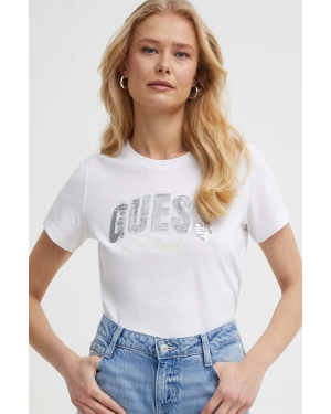 Guess t-shirt bawełniany damski kolor biały W4GI31 I3Z14
