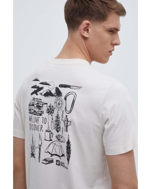 Jack Wolfskin t-shirt bawełniany męski kolor beżowy z nadrukiem 1809761