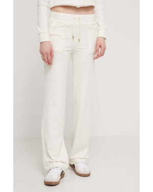 Juicy Couture spodnie dresowe welurowe kolor beżowy gładkie